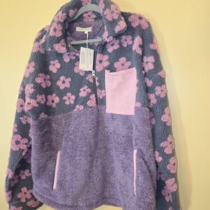 Cozy Floral Fleece Pullover Sweater - NWT